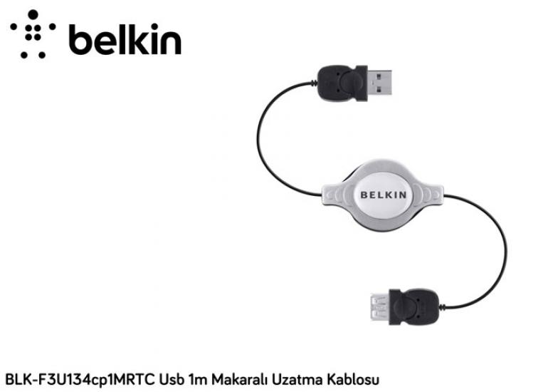 Belkin BLK-F3U134CP1MRTC . Usb 1mt Makaralı Siyah Uzatma Kablosu