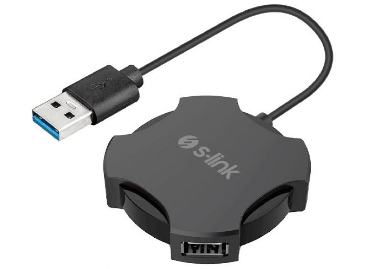 S-link Swapp SW-U212 Siyah Usb 2.0 4 Port Hub Kablolu Çevirici Adaptör