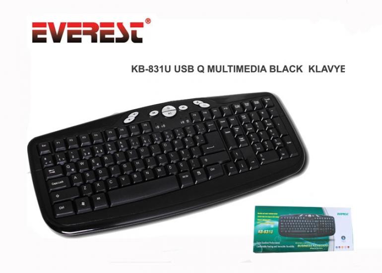 Everest KB-831U Siyah Q Usb Multimedya Kablolu 111 Tuşlu Klavye