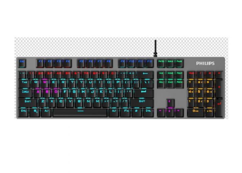 Philips SPK8404 Siyah-Gümüş Rainbow Aydınlatmalı Blue Switch Mekanik Gaming Oyuncu Klavyesi