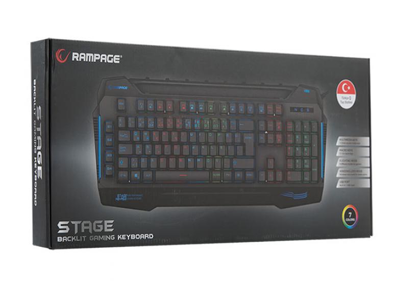 Rampage KB-R63 STAGE RGB Renk 4 Makro Fonksiyon Sese Duyarlı Işıklı Q Mik Çıkışlı Oyuncu Klavyesi