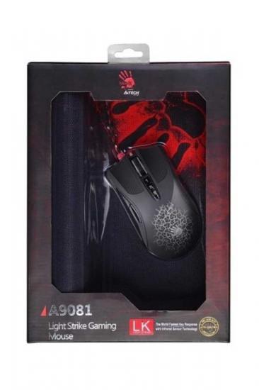 Bloody A9081 Siyah Optik 4000CPI-LK-UC3 Aktif Bund Mouse+Pad