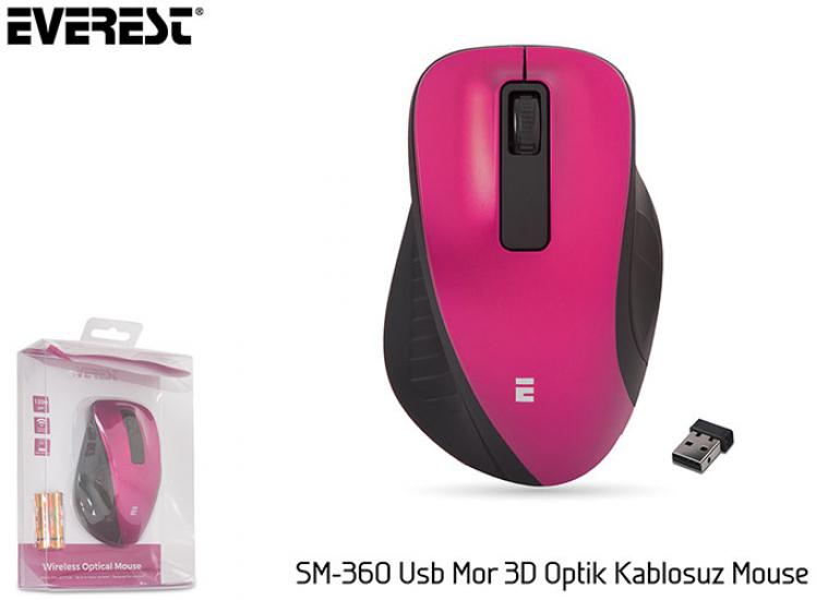 Everest SM-360 Usb Mor 3D Optik Kablosuz Mouse