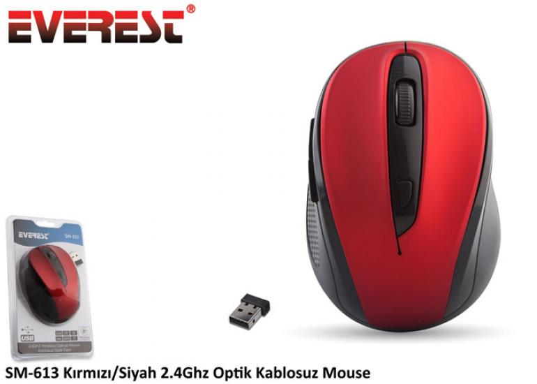 Everest SM-613 Kırmızı 2.4Ghz Optik Kablosuz Mouse