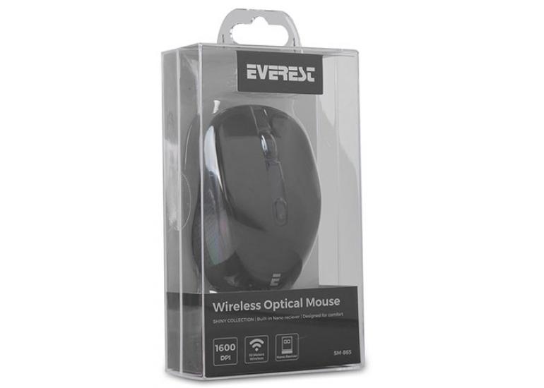 Everest SM-865 6D 1600dpi Alkalin Pilli Siyah Kristal Kutulu Kablosuz Sessiz Mouse