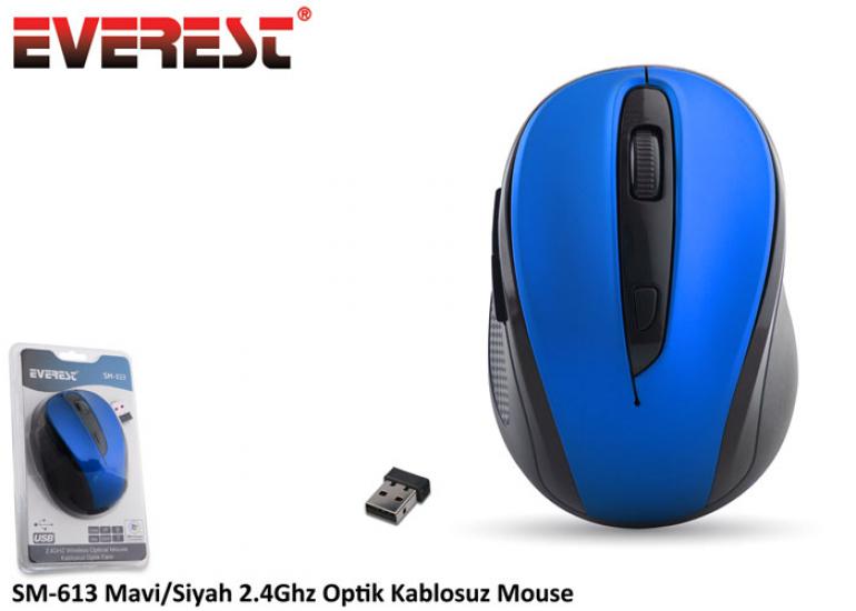 Everest SM-613 Mavi-Siyah 2.4Ghz Optik Kablosuz Mouse