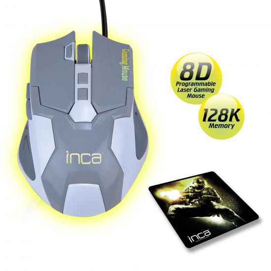 Inca IMG-313GB Laser Gaming Mouse + Gaming Mouse Pad