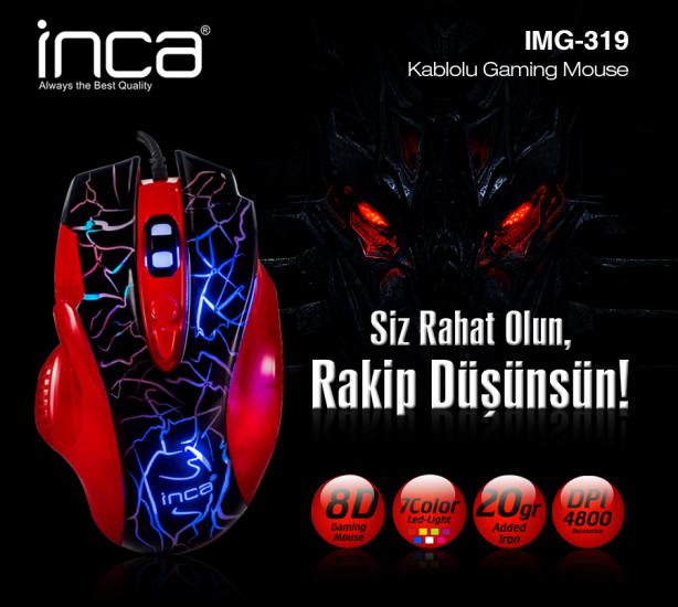 Inca IMG-319 8D 4800DP 7 Color USB Gaming+Mousepad