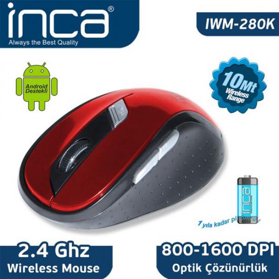 Inca IVM-280K 2.4GHZ Nano 10mt Wireless Kırmızı Mouse