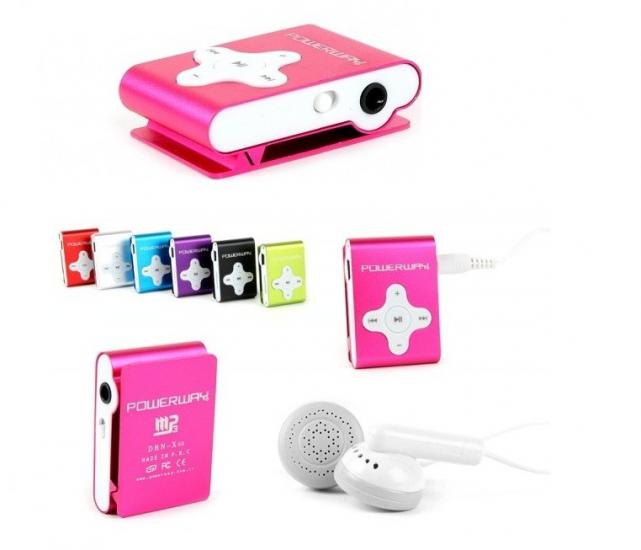 Powerway DRN-X08 Hafızasız mp3 Player Mavi Kırmızı Yeşil Gümüş Siyah Mor Pembe