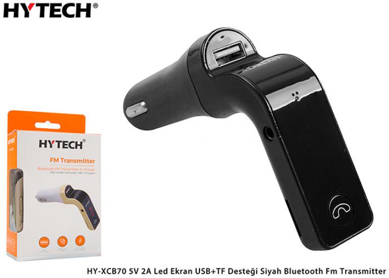 Hytech HY-XCB70 5V 2.1A Led Ekran USB+TF Desteği Siyah Bluetooth Fm Transmitter