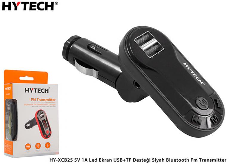 Hytech HY-XCB25 5V 1A Led Ekran USB+TF Desteği Siyah Bluetooth Fm Transmitter