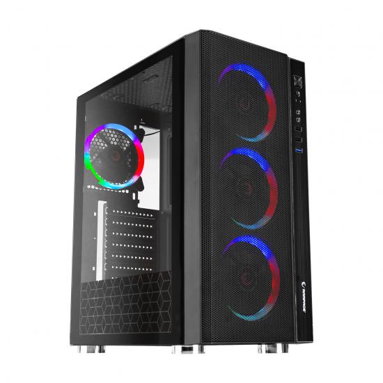 Rampage CARISMA MESH 4-12cm Rainbow Fan Tempered Camlı 1-Usb3.0 2-Usb2.0 Gaming Oyuncu Kasası