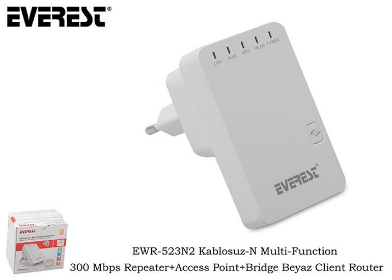 Everest EWR-523N2 Kablosuz-N Multi-Function 300 Mbps Repeater+Access Point+Bridge Beyaz Router