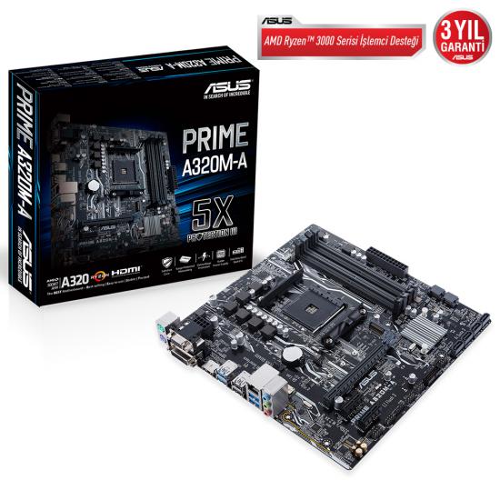 Asus Prime A320M-A AMD AM4 64GB DDR4 3200Mhz M2 Dvi-Vga-Hdmi mATX Anakart