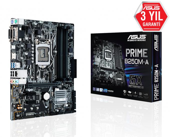 Asus Prime B250M-A-CSM Intel LGA1151 7-6.Nesil 64GB DDR4 2400Mhz M2 Dvi-Hdmi-Vga mATX Anakart