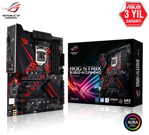 Asus Rog Strix B360-H Gaming Intel LGA1151 8.Nesil 64GB DDR4 2666Mhz M2 Hdmi-Dvi ATX Anakart