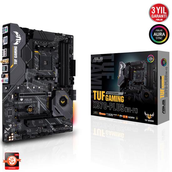 Asus Tuf Gaming X570-Plus (Wi-Fi) AMD AM4 128GB DDR4 5100Mhz M2 Dp-Hdmi ATX Anakart 