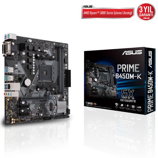 Asus Prime B450M-K S-L-V Ddr4 Dvı Usb3,1 Am4 Anakart