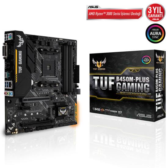 Asus Tuf B450M-Plus Gaming AMD B450 Soket AM4 DDR4 3466(OC)MHz mATX Gaming Anakart