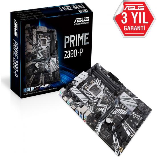 Asus Prime Z390-P Lga1151P Ddr4 Ses+Glan Dp-Hdmı Sata3 Usb3.1 Atx Anakart