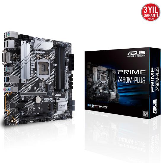 Asus Prime Z490M-Plus Intel Z490 Soket 1200P Ddr4 4600Mhz O.C M.2 Anakart