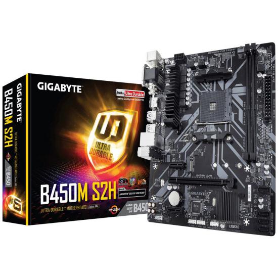 Gıgabyte B450M S2H Amd B450 Socket Am4 Ddr4 3200Mhz(O.C.) M.2 Usb 3.1 Anakart