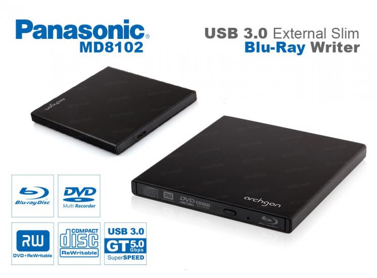 Panasonic Arcghon Harici Ultra Slim USB 3.0 Blu-Ray Yazıcı