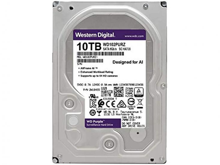 Wd 10TB Purple WD102PURZ 7200 RPM 256MB Cache SATA 6.0Gb-s 3.5’’ Harddisk