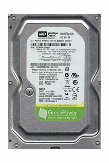 Wd 500Gb WD5000AVDS 7200 RPM AV-GP Harddisk