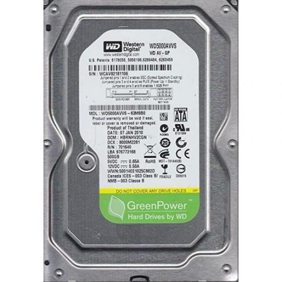 Wd 500GB 7200RPM 32MB 3.5 Sabit Disk (WD5000AVVS-63 M8B0)