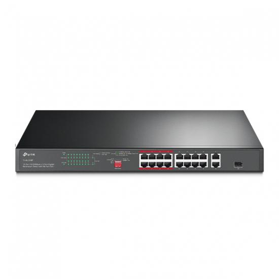 Tp-Link TL-SL1218P 16 Port 10-100 2 Port 10-100-1000 Mbps Poe+ Switch 2 Port SFP Rack Mount