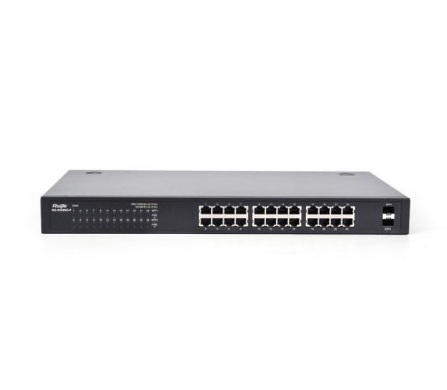 Ruijie 24 x 10-100-1000BASE-T 2 x GE SFP (Non-combo)PoE+ Ports:1-24 PoE Power Budget:370W