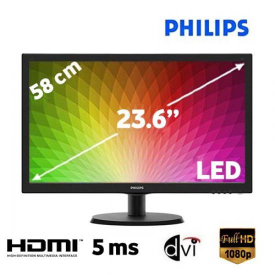 Philips 23,6’’ 243V5Qhsba-01 1920X1080 Hdmı Dvı Vga Vesa 8Ms Siyah Led Monitör