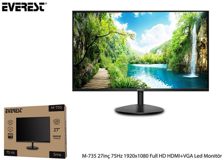 Everest M-735 27inç 75Hz 1920x1080 Full HD HDMI+VGA Led Monitör