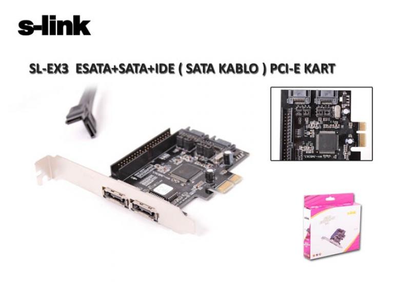 S-link SL-EX3 Pcı Express Esata+Sata+Ide Kart Okuyucu