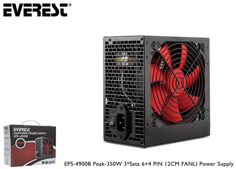 Everest EPS-4900B Peak 350w 3-Sata 6+4PİN 12cm Güç Kaynağı Fanlı Power Supply