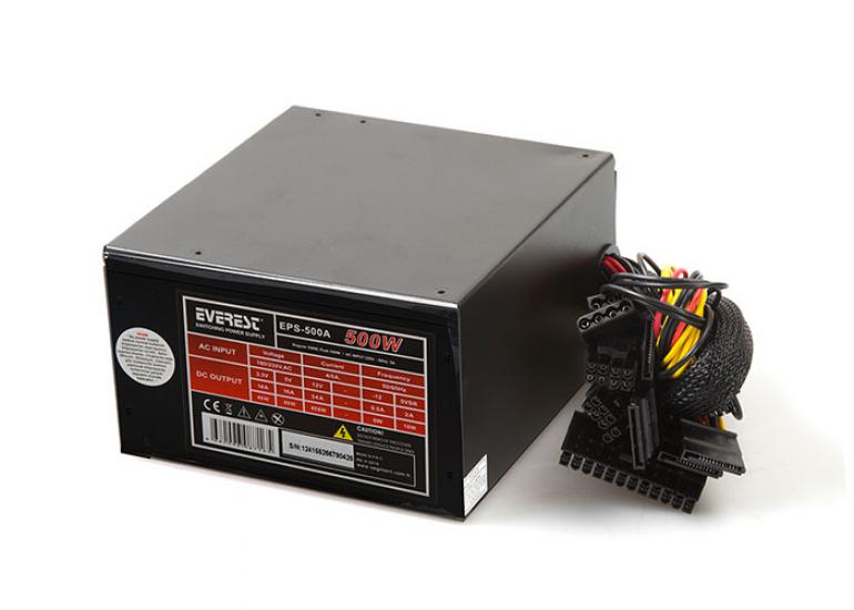 Everest EPS-500A Real 500W 4-SATA 12cm Fanlı Oyuncu PC Destekli Power Supply