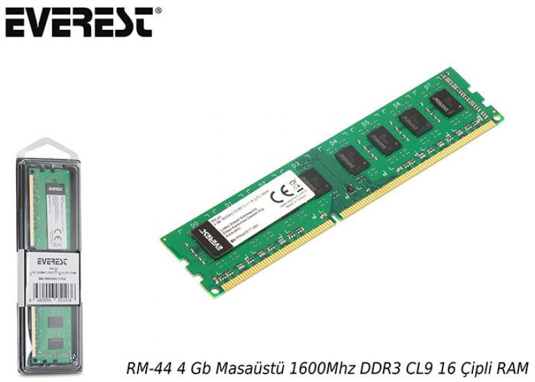 Everest Rm-44 4 Gb 1600Mhz Ddr3 Cl11 16 Çipli Ram Pc Ram