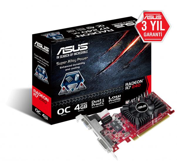 Asus 4Gb R7240-O4Gd3-L 128Bit Gddr3 Dvı-Hdmı-Vga Ekran Kartı