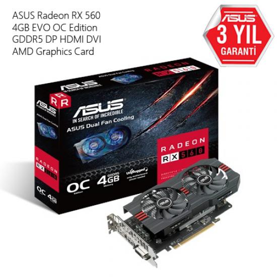 Asus Rx-560 4Gb Gddr5 128Bıt Evo Dp-Hdmı-Dvı (Arez-Rx560-O4G-Evo) Ekran Kartı