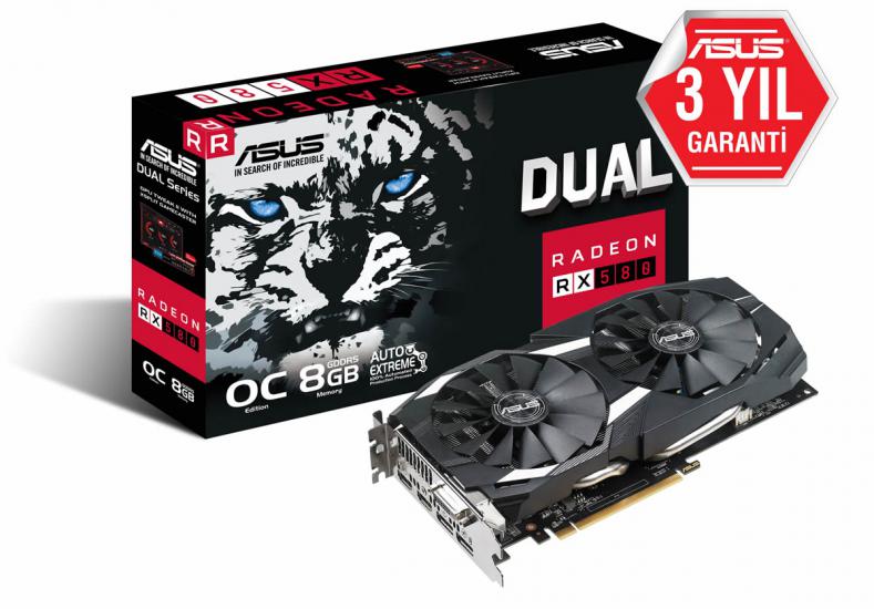 Asus Dual Radeon Rx 580 Oc Edition 8Gb Gddr5 256Bıt Dvı 2Hdmı 2Dp Ekran Kartı