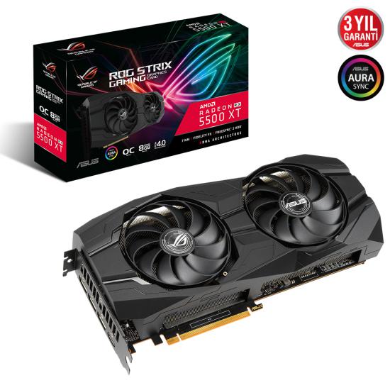 Asus Rog-Strix-RX5500XT-O8G-Gaming 8Gb Gddr6 128-bit 14 Gbps Hdmi-Dp Ekran Kartı