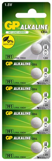 GP GP191-C5 LR55 Alkalin 1.5V Düğme Pil 5’li Paket