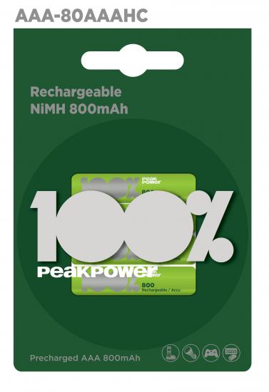 Peak Power AAA Boy İnce Kalem Pil Şarjlı 800mAh 4’lü Paket 80AAAHCMTK