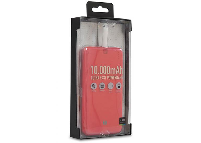 S-link IP-G19 10000mAh 1 Usb Port 2 in 1 Kablo Powerbank Kırmızı Taşınabilir Pil Şarj Cihazı