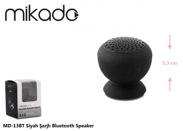 Mikado MD-13BT Siyah Şarjlı Bluetooth Spekaer Vakumlu