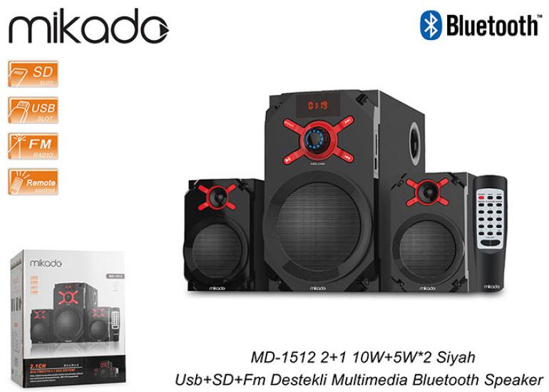 Mikado MD-1512 2+1 10w Usb+Sd+Fm Destekli Bluetooth Spekaer