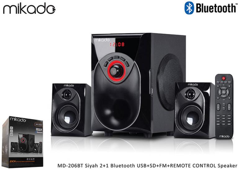 Mikado MD-206BT Siyah 2+1 Bluetooth USB+SD+FM+REMOTE CONTROL Speaker