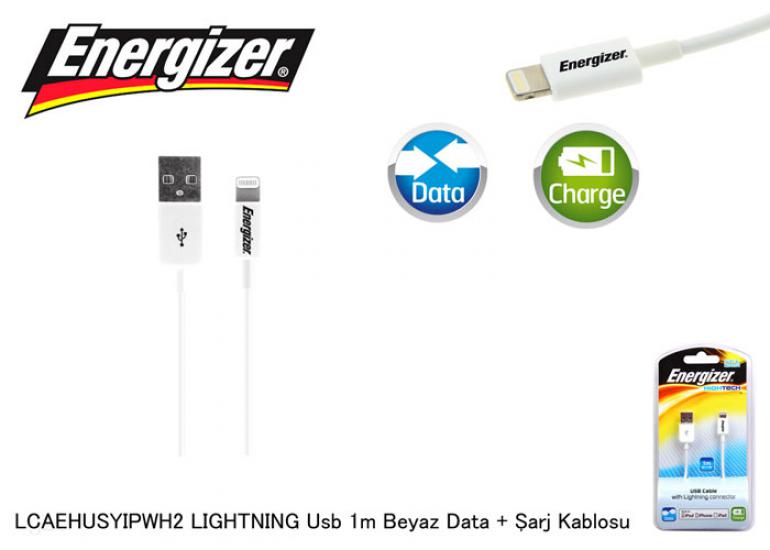 Energizer LCAEHUSYIPWH2 LIGHTNING Usb 1m Beyaz